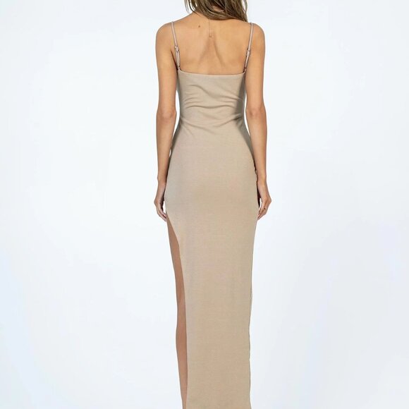 (NWT) Princess Polly Tiana Maxi Dress Tan Slim Fit Dress Size 4 - Picture 2 of 12